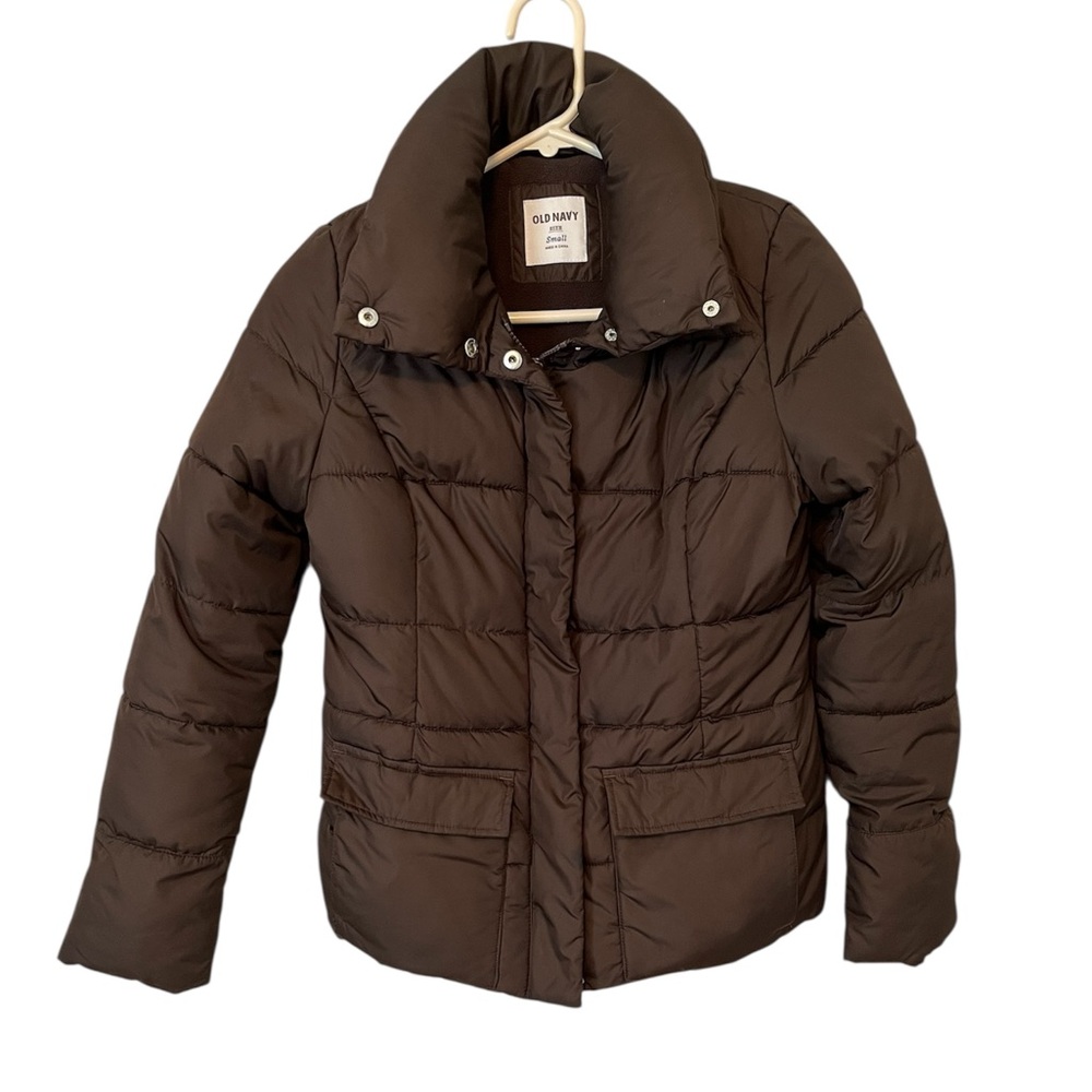 Old Navy Brown Puffer Jacket w Fleece Lining Womens Size Small